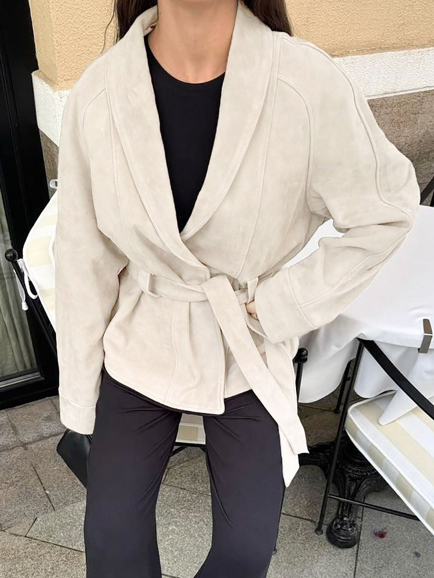 Kaia Belted Shawl Collar Blazer Jacket