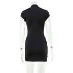 Elirae Front Zip High Neck Mini Dress