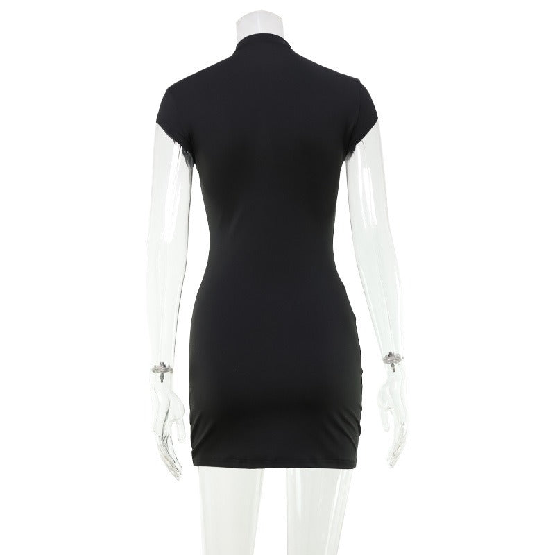 Elirae Front Zip High Neck Mini Dress