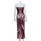Imogen Abstract Print Strapless Maxi Dress