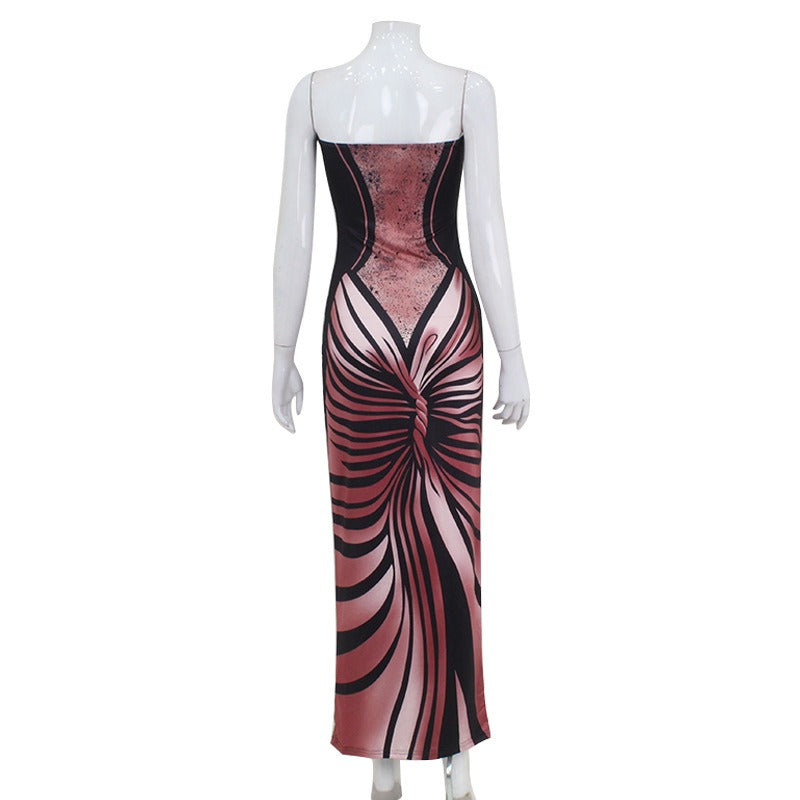 Imogen Abstract Print Strapless Maxi Dress