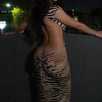 Maura Zebra Print Open Back Maxi Dress
