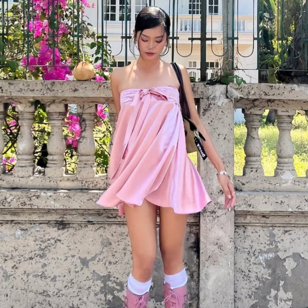 Nil Strapless Bow Tie Mini Dress