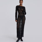Elara Backless Crochet Maxi Dress