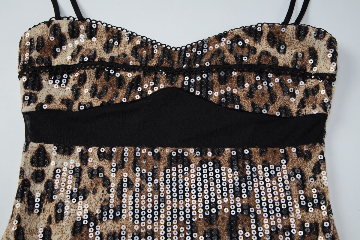 Celine Leopard Sequin Mini Dress