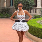 Fiorella Polka Dot Halter Bubble Mini Dress
