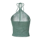 Thalia Green Shimmer Halter Top