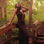 Maelis Sheer Plunge Maxi Dress