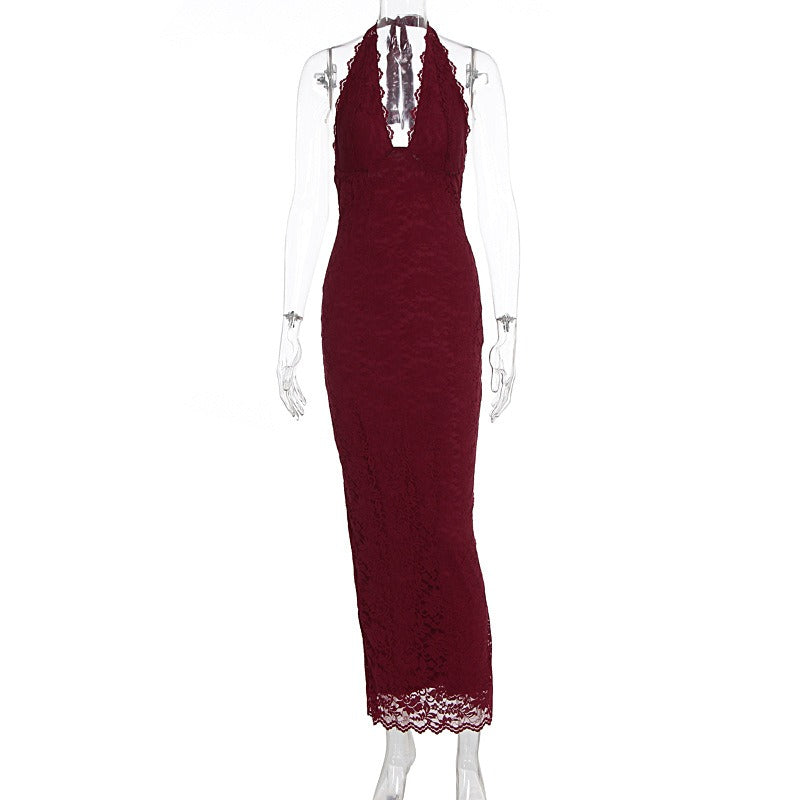Katya Lace Halter Maxi Dress