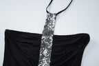 Yasmin Sequin Trim Halter Tube Top