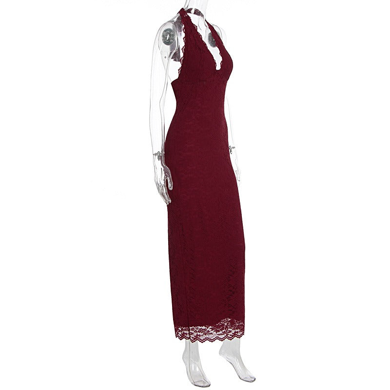 Katya Lace Halter Maxi Dress