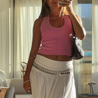 Dalia Eyelet Halter Crop Top