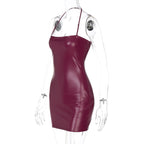 Faux Leather Halter Mini Dress