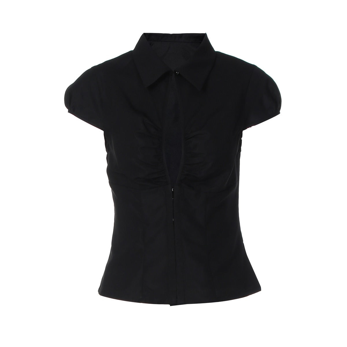 Soraya Ruched Front Button-Up Fitted Top