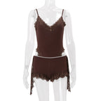 Lace Trim Cami Shorts Set