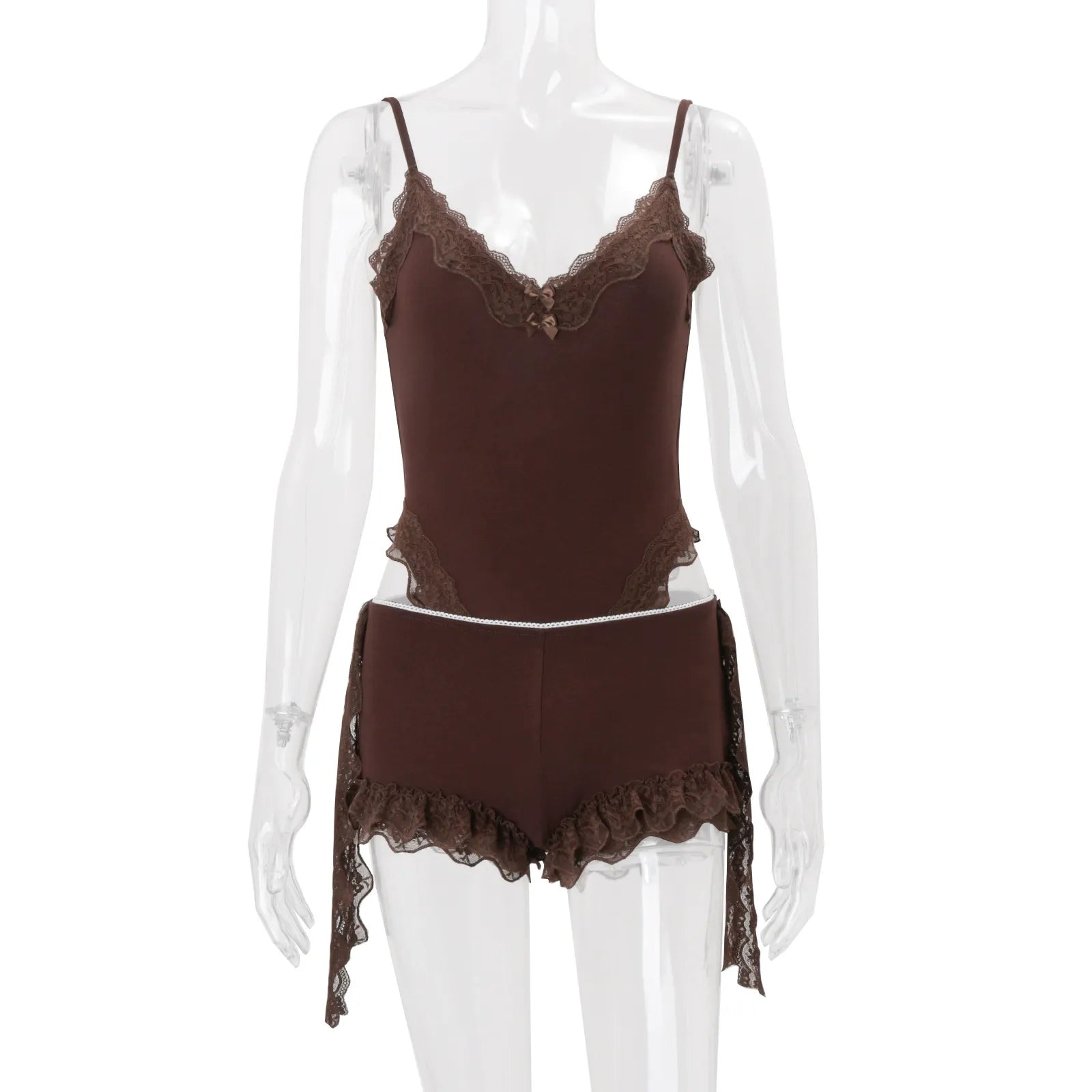 Lace Trim Cami Shorts Set