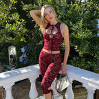 Ysela Lace Tie-Front Two Piece Set