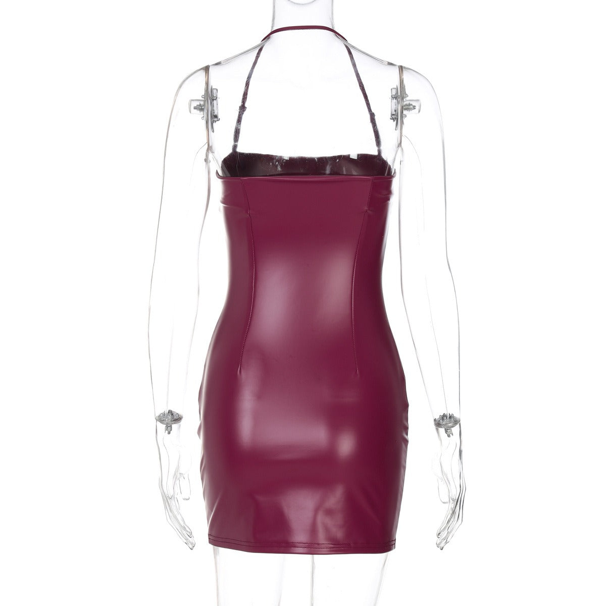 Faux Leather Halter Mini Dress