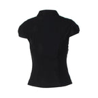 Soraya Ruched Front Button-Up Fitted Top
