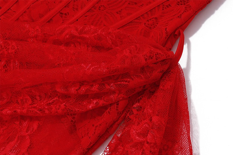 Mina Lace Corset Drape Mini Dress