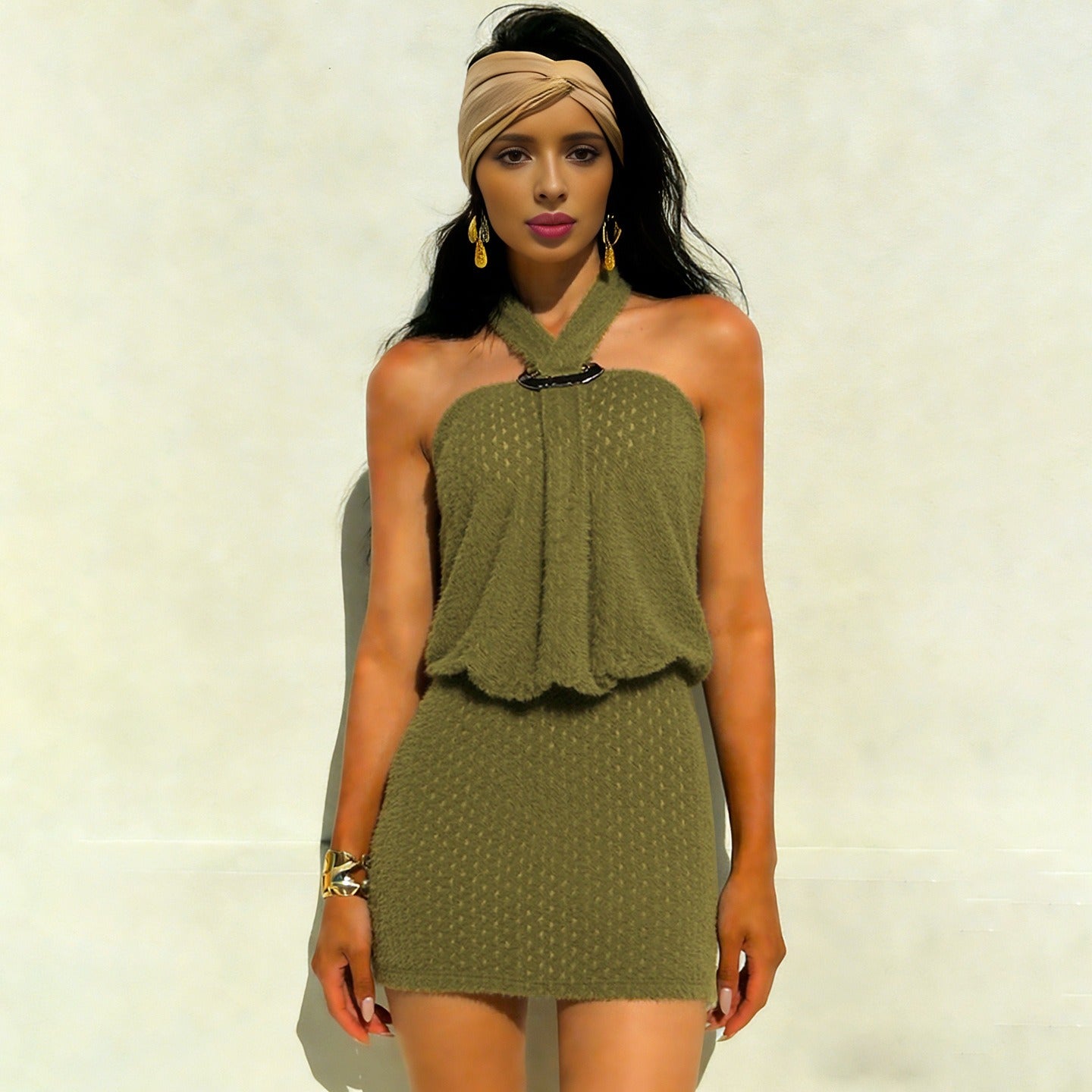 Melisande Knit Halter Mini Dress