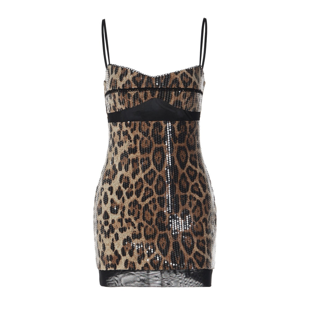 Celine Leopard Sequin Mini Dress