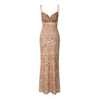 Nari Leopard Backless Maxi Dress