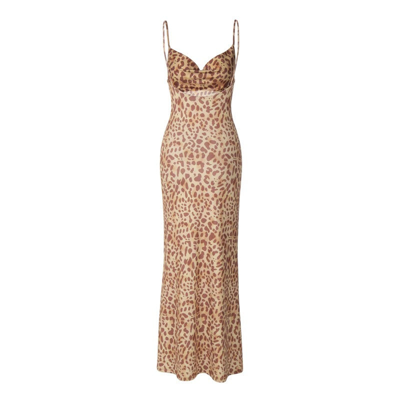 Nari Leopard Backless Maxi Dress