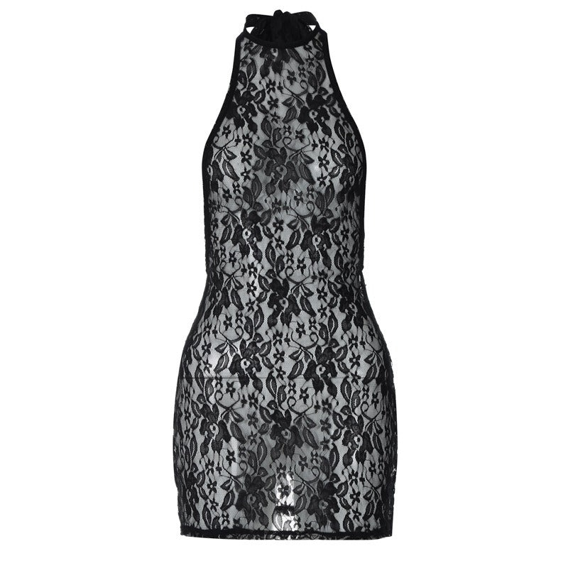 Elisa Lace Halter Mini Dress