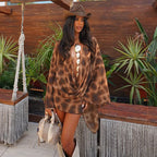 Aeria Leopard Print Draped Mini Dress