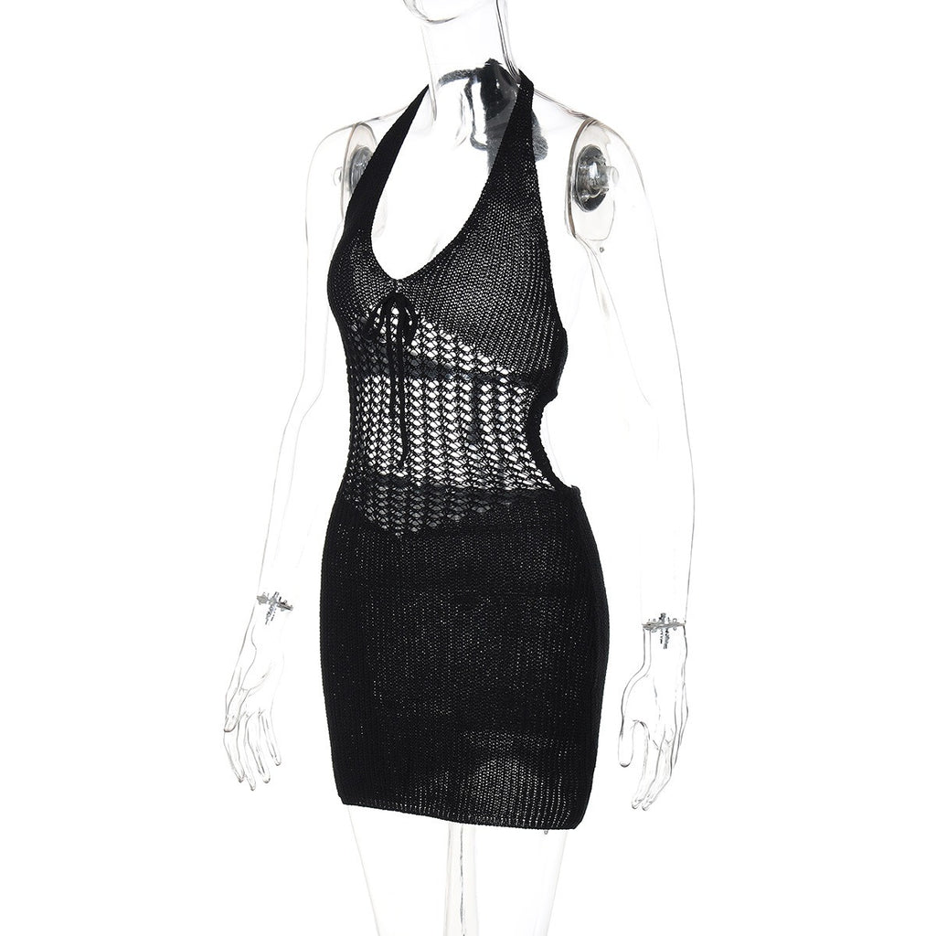 Alice Crochet Halter Mini Dress