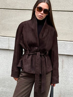 Kaia Belted Shawl Collar Blazer Jacket