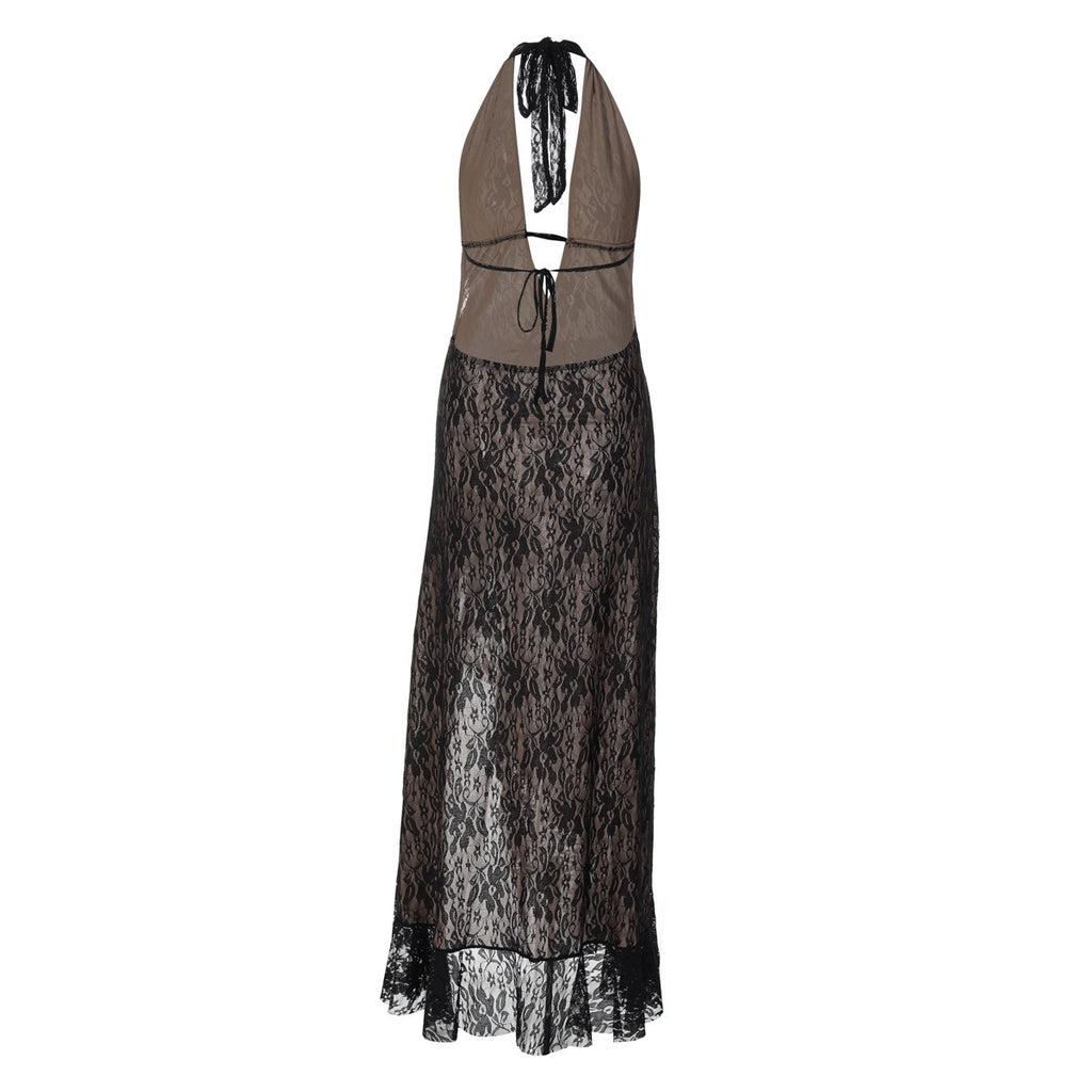 Cyra Lace Halter Maxi Dress