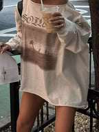 Evie Vintage Graphic Off-Shoulder Long Sleeve Top