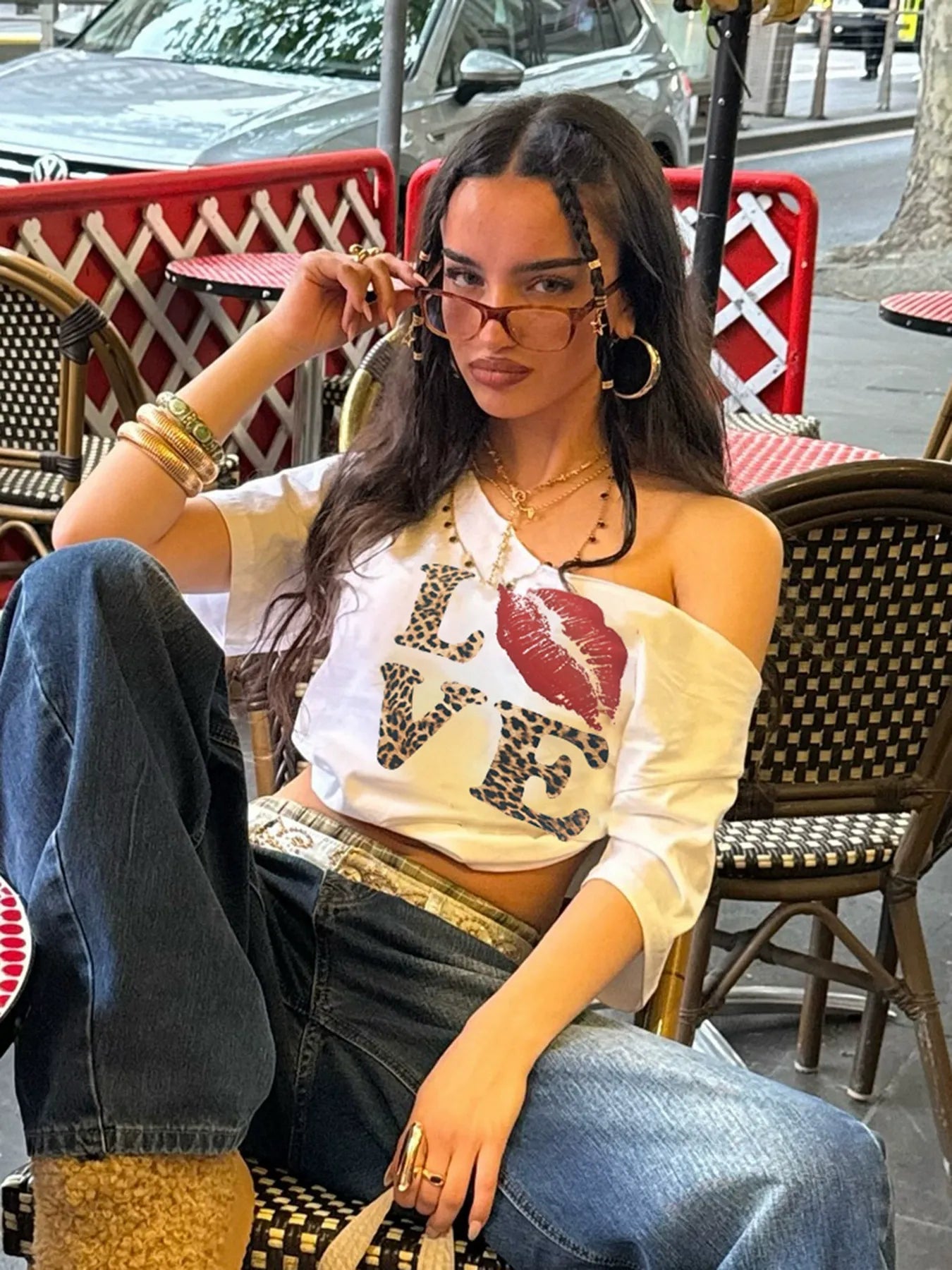LOVE Leopard Lips Graphic Tee