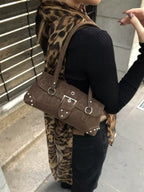 Keira Studded Leopard Shoulder Bag