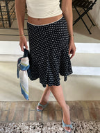Polka Dot Flared Midi Skirt