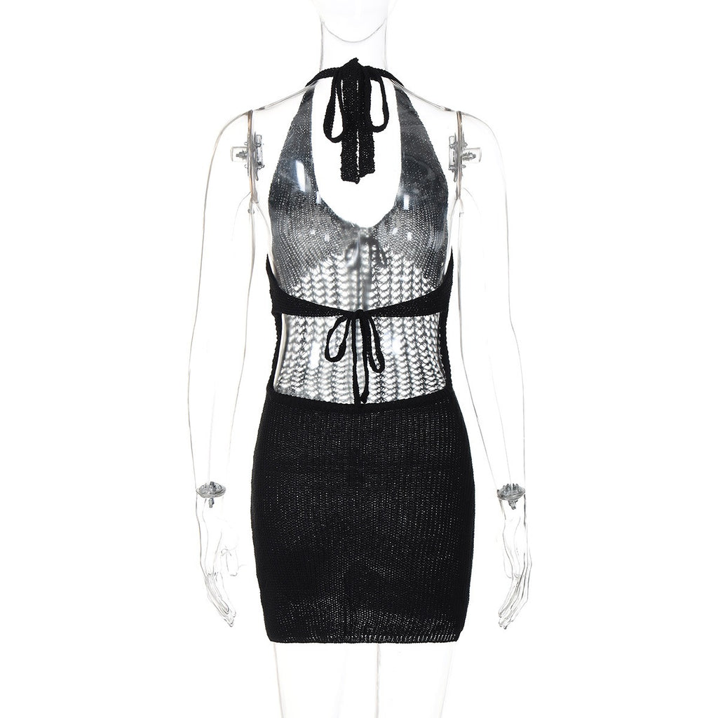 Alice Crochet Halter Mini Dress