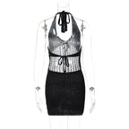 Alice Crochet Halter Mini Dress