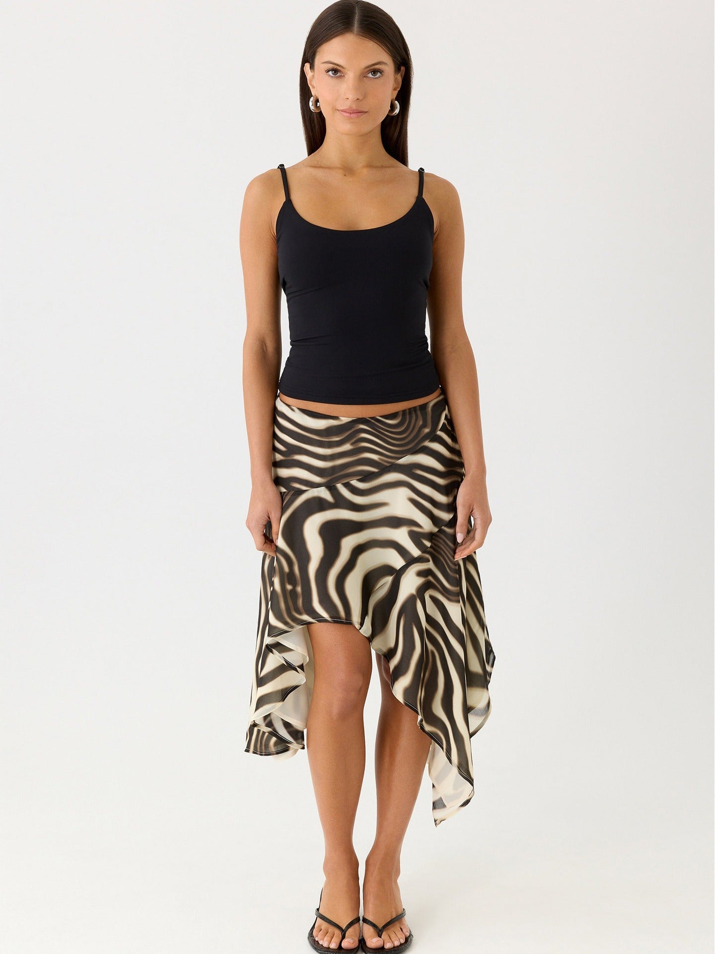 Mei Flow Asymmetric Midi Skirt