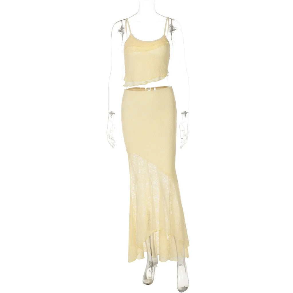 Lace Trim Cami Top & Maxi Skirt Set