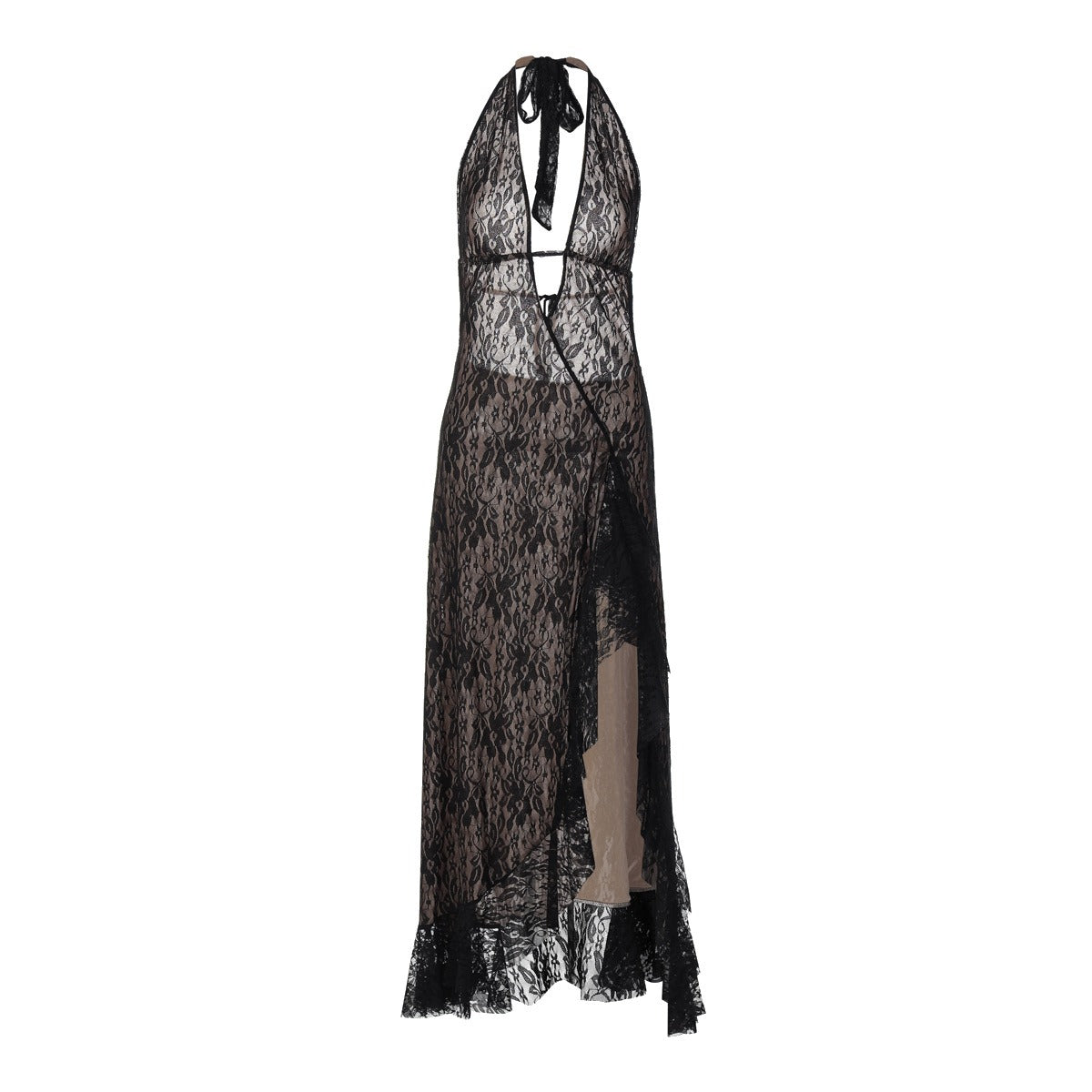 Cyra Lace Halter Maxi Dress