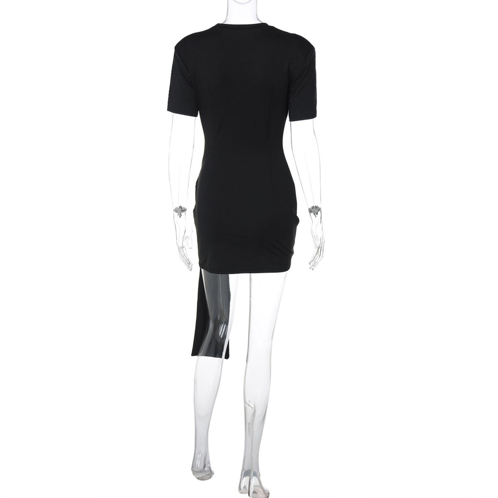 Buckle Detail Draped Mini Dress