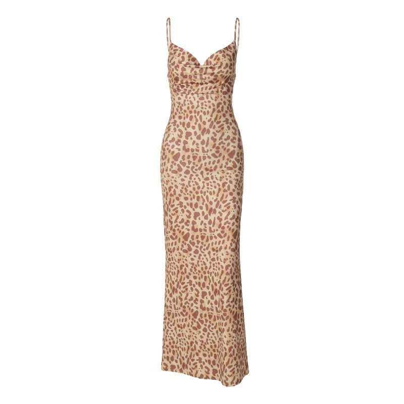 Nari Leopard Backless Maxi Dress