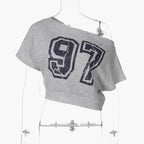 97 Off-Shoulder Cropped Sweatshirt