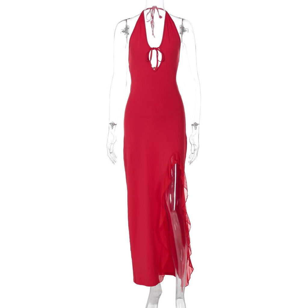 Veda Halter Slit Maxi Dress