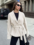 Kaia Belted Shawl Collar Blazer Jacket