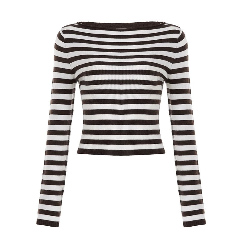 Ione Striped Knit Long Sleeve Top