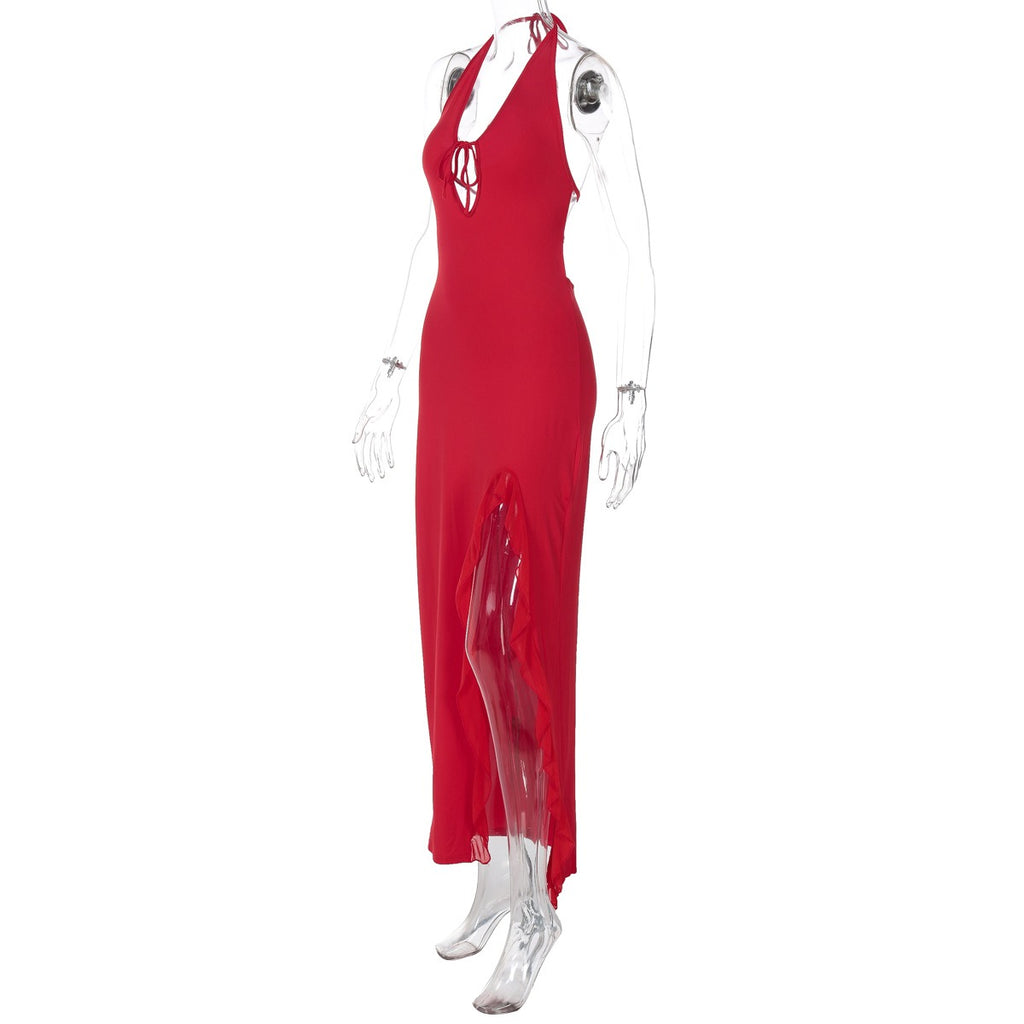 Veda Halter Slit Maxi Dress
