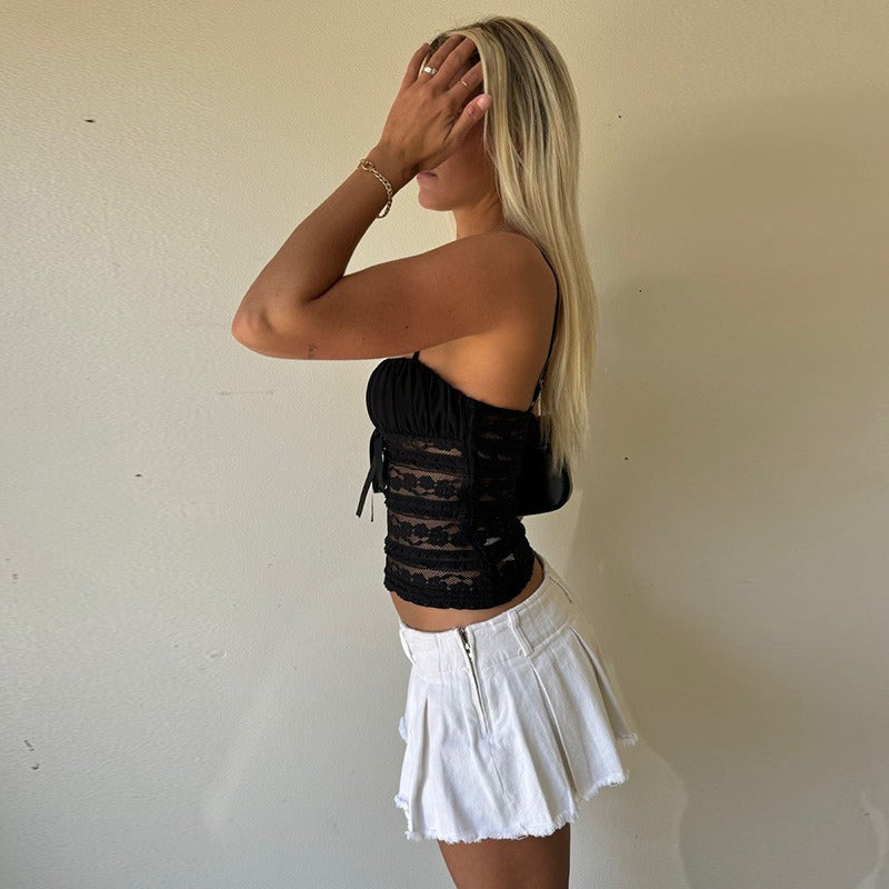 Fenora Lace Tie-Front Cami Top